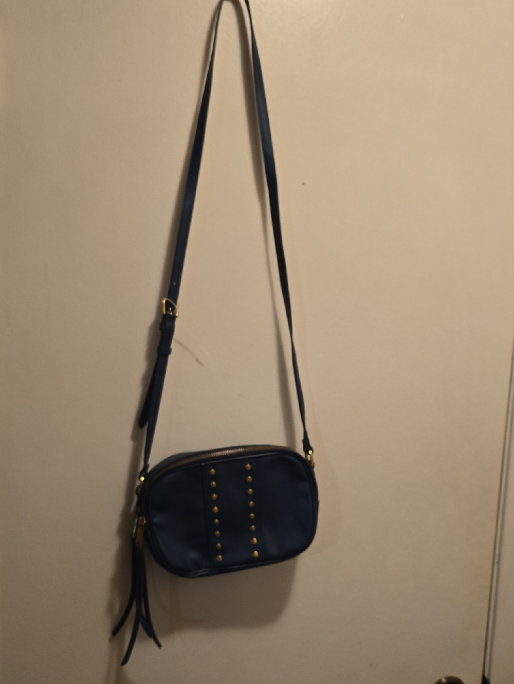 Navy Studded Fossil Crossbody Bag - Classic Women's Shoulder Bag